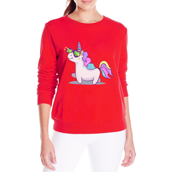 Damen Sweatshirt mit Einhorn-Design und lockerem Schnitt Drune