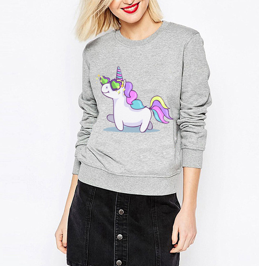 Damen Sweatshirt mit Einhorn-Design und lockerem Schnitt Drune