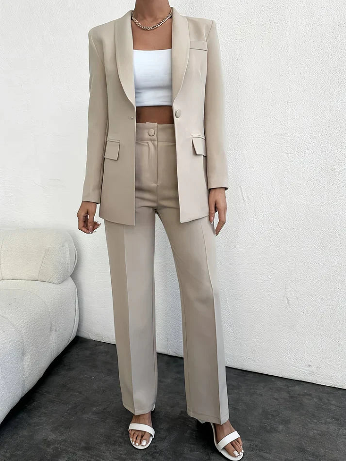 Drune | Einfarbiges Modisches Blazer Und Hochtaillierte Hosen Outfit Set Für Damen - Perfekt für Drune | Days