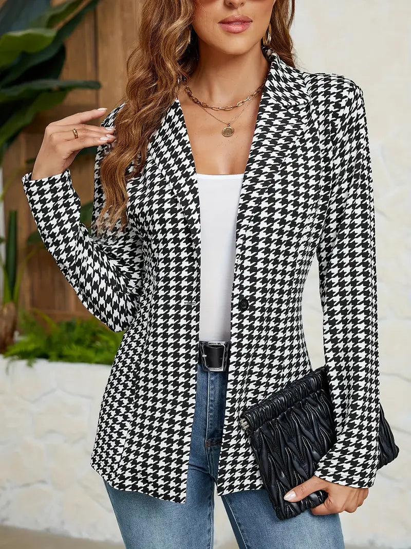 Drune | Blazer mit Revers und Hahnentrittmuster auf der Vorderseite