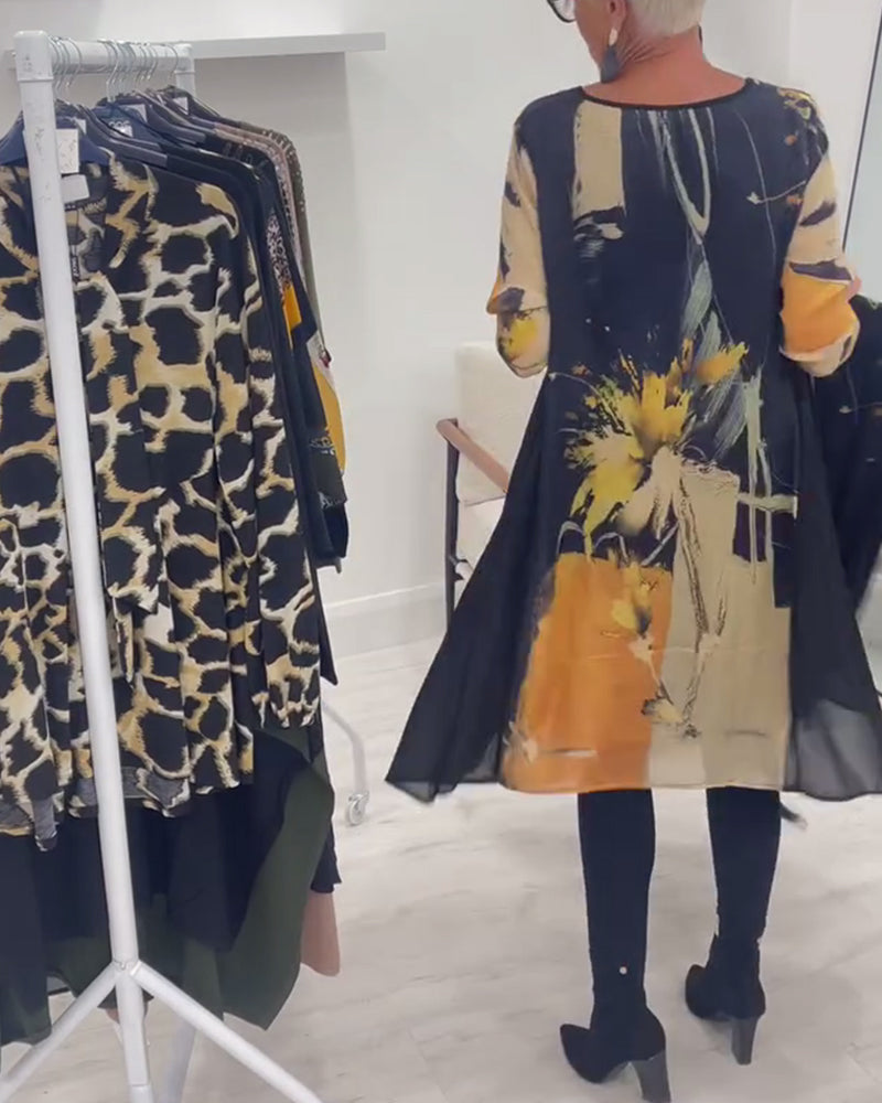 Drune | Rundhals Ausschnitt und Retro Print