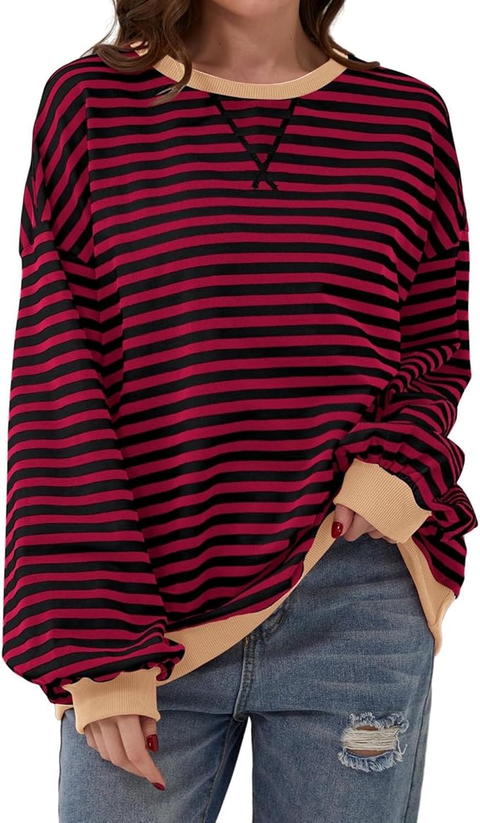 Drune | Gemütlicher Oversized Gestreifter Pullover