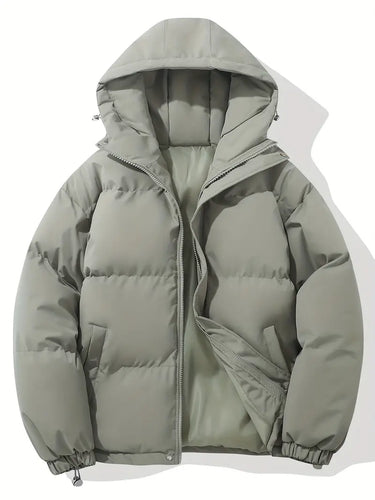 Drune | Klassisches Design warme Kapuze hellgraue Jacke