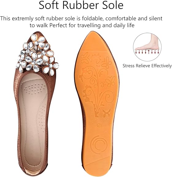 Funkelnde Strass Ballerina Flache Schuhe - Yelena Drune