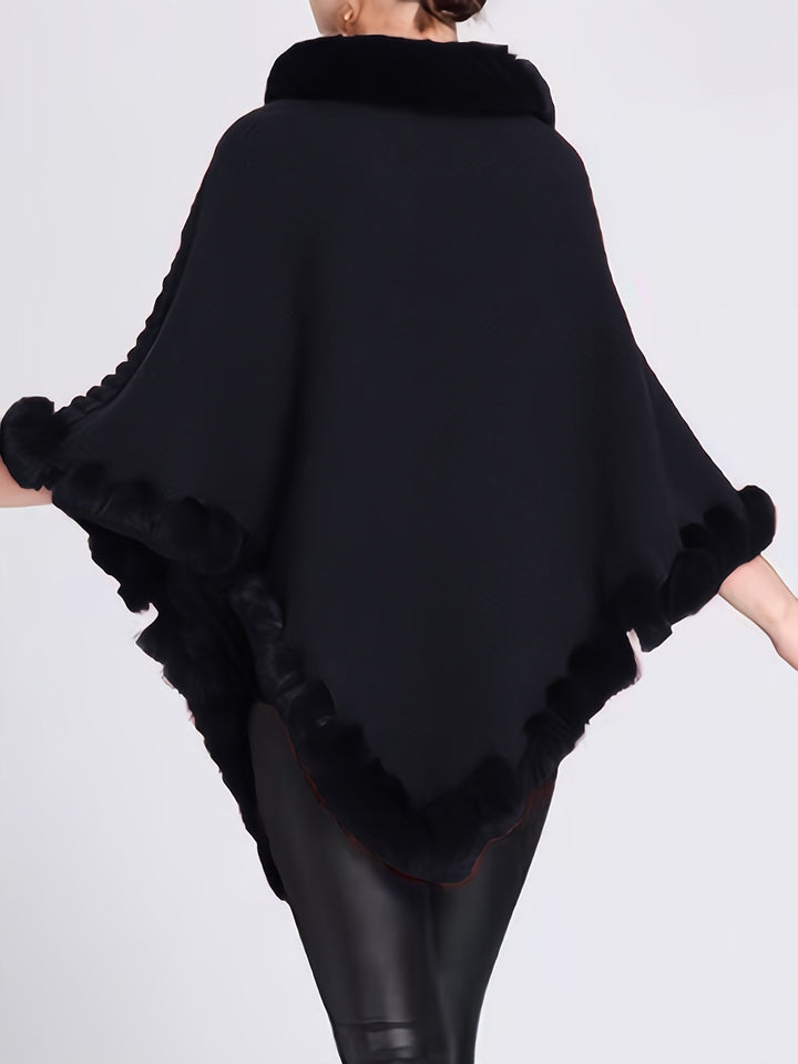 Drune | Poncho mit Pelzdetails Acrylmix Elegante Struktur