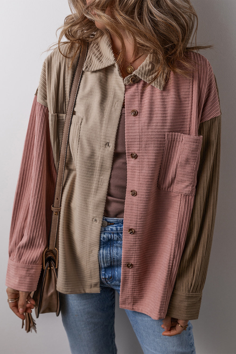 Drune | Colorblock Shirtjacke Baumwollmischung Lässig und Trendy