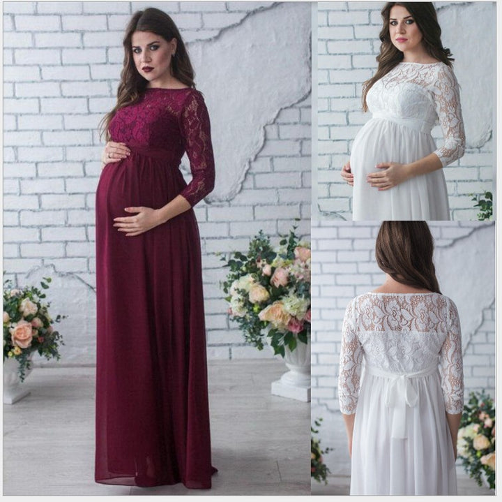 Damen Elegantes Schwangerschaft Langarmkleid Drune