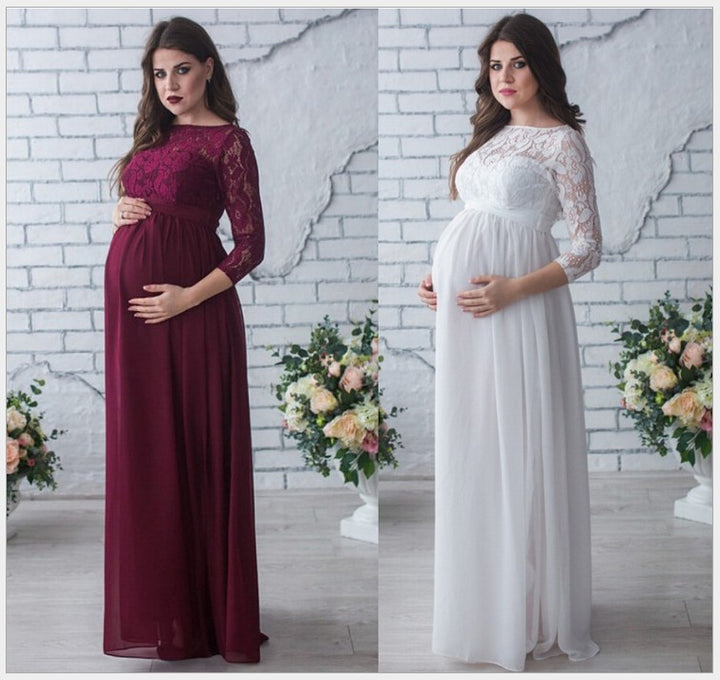 Damen Elegantes Schwangerschaft Langarmkleid Drune