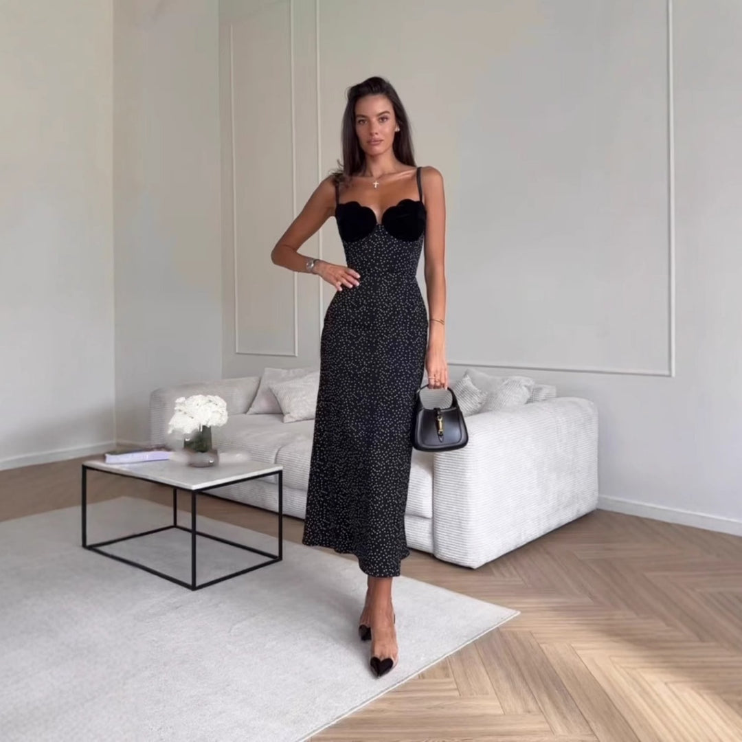 Drune | Kontrastfarbenes Kleid mit Polka-Dot-Print