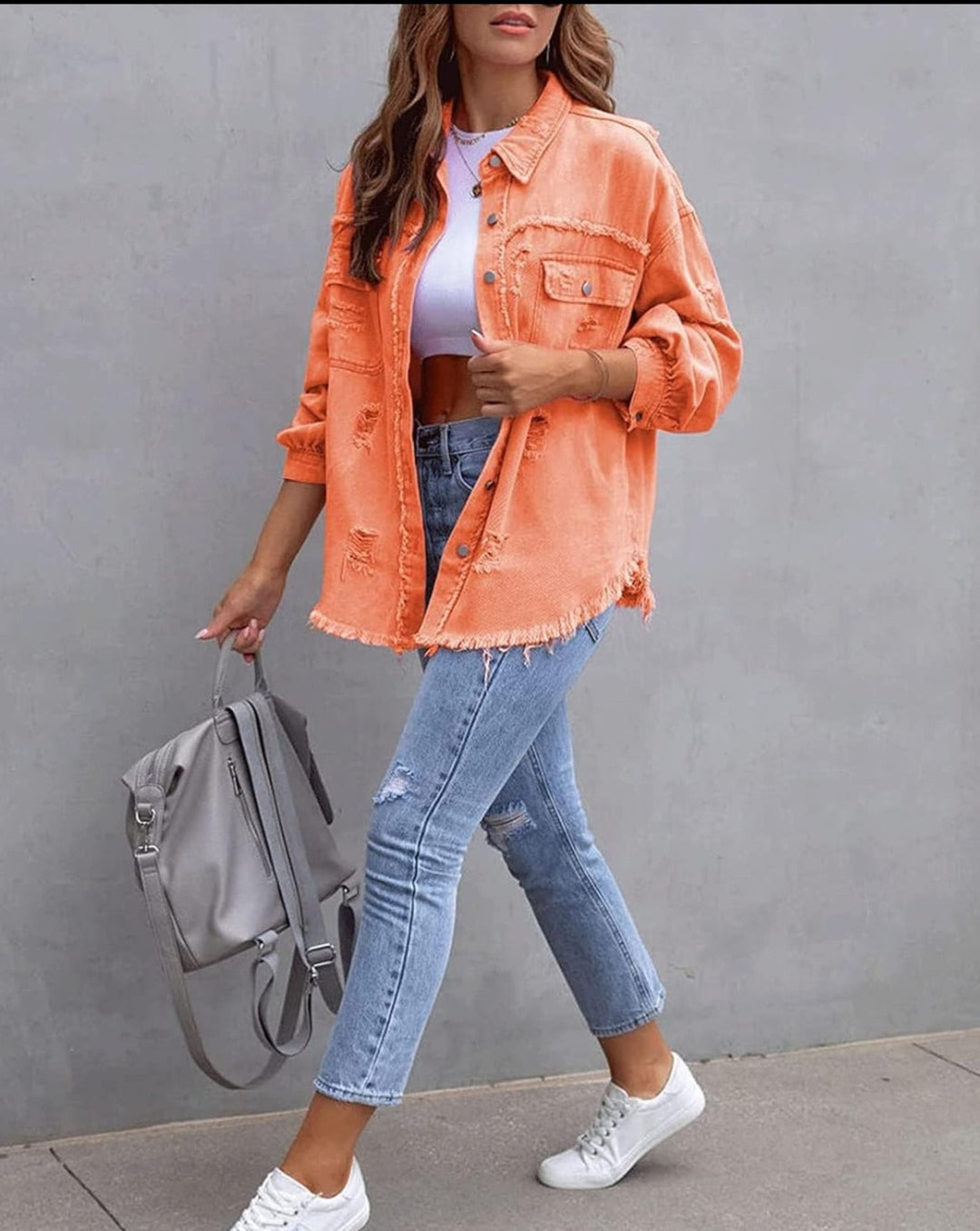 Drune | Ripped Übergrösse Denimjacke