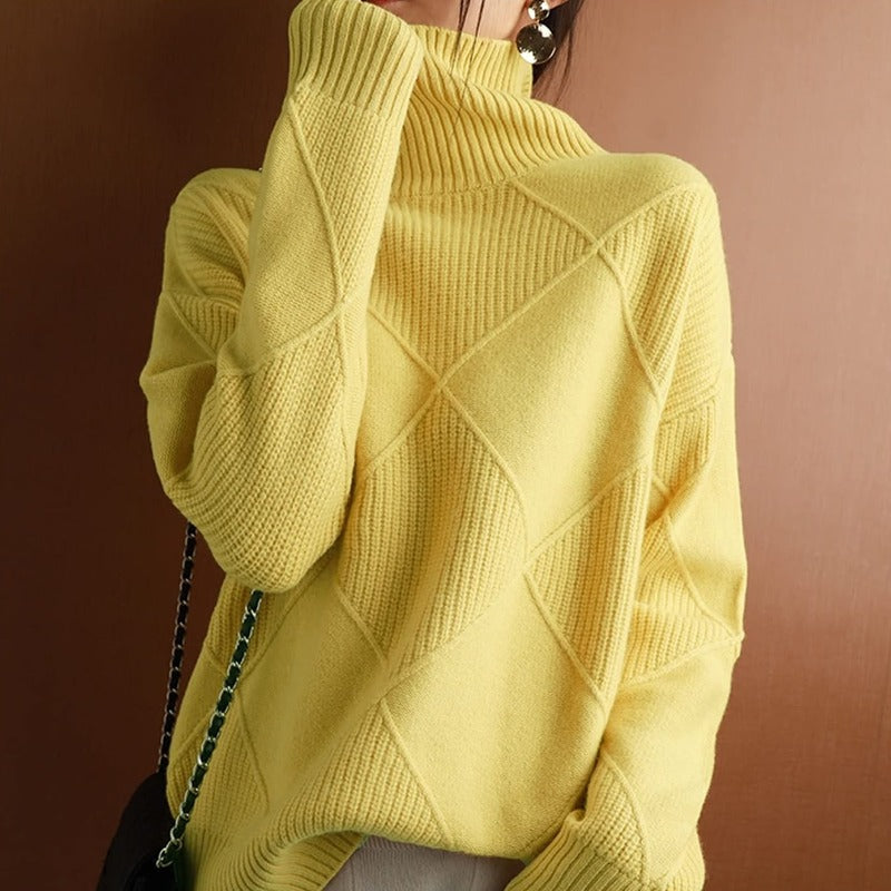 Drune | Hoher Kragen Weiches Strickmaterial Mit Geometrischem Muster Lockere Passform