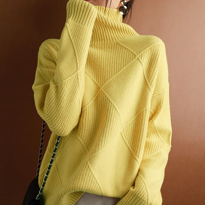 Drune | Hoher Kragen Weiches Strickmaterial Mit Geometrischem Muster Lockere Passform