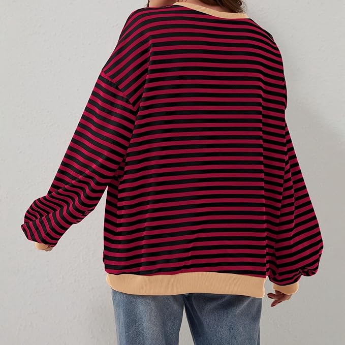 Drune | Gemütlicher Oversized Gestreifter Pullover