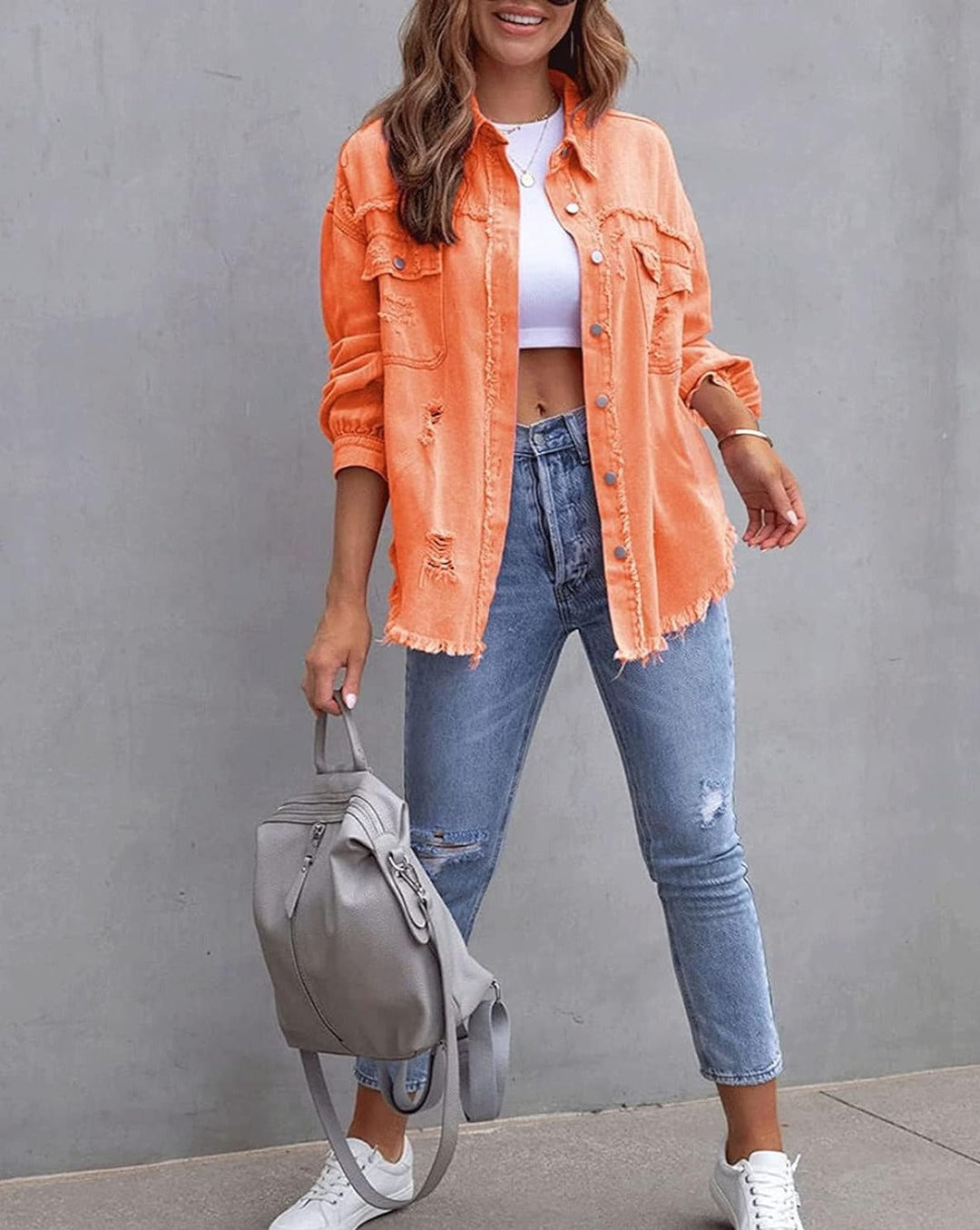 Drune | Ripped Übergrösse Denimjacke