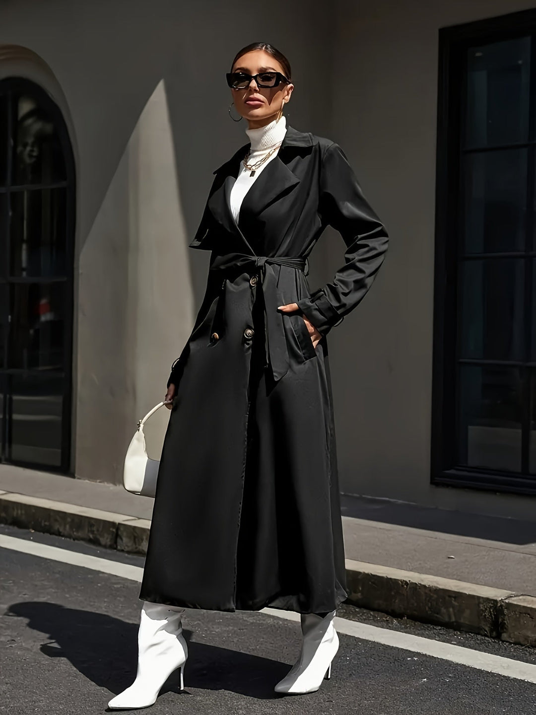 Drune | Trenchcoat mit Knopfdekor für Damen - Perfekt für formelle Anlässe