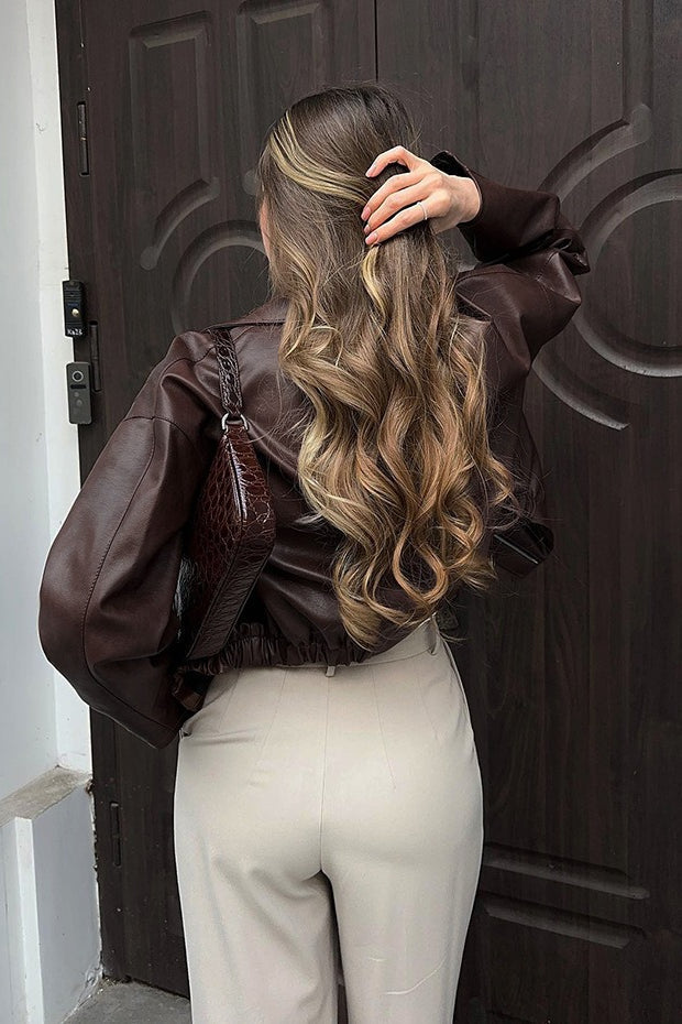 Drune | Braune PU-Lederjacke