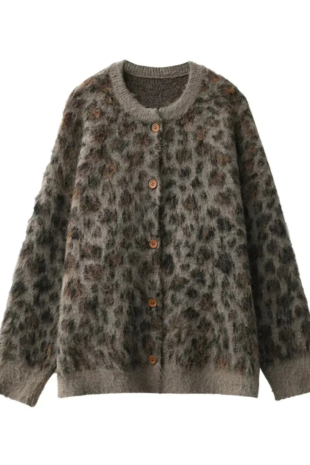 Drune | Strickjacke mit Leopardenmuster und einreihiger Knopfleiste