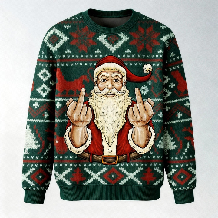 Drune | Weichester Unisex Lustiger Weihnachtsmann Weihnachts-Pullover - Hässlicher Feiertags-Party-Jumper