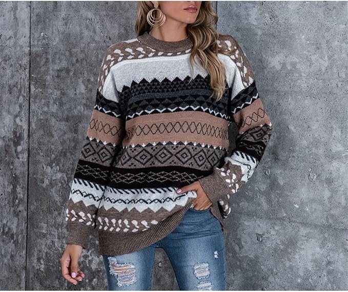 Drune | Bequeme Damenpullover mit Muster und Langen Ärmeln