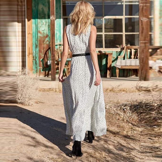 Drune | Bohemian-Patchwork-Kleid Mit V-Ausschnitt Und A-Linie In Punkten