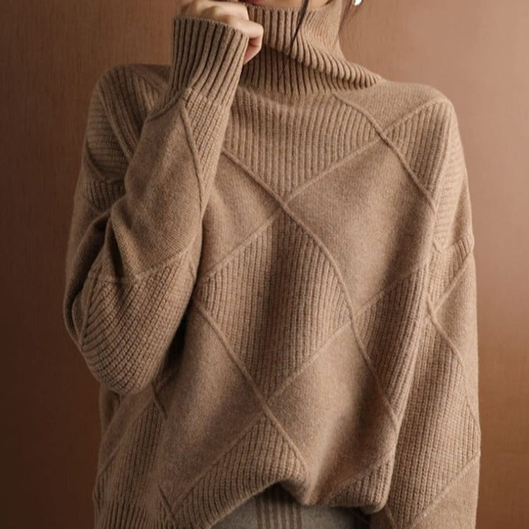 Drune | Hoher Kragen Weiches Strickmaterial Mit Geometrischem Muster Lockere Passform