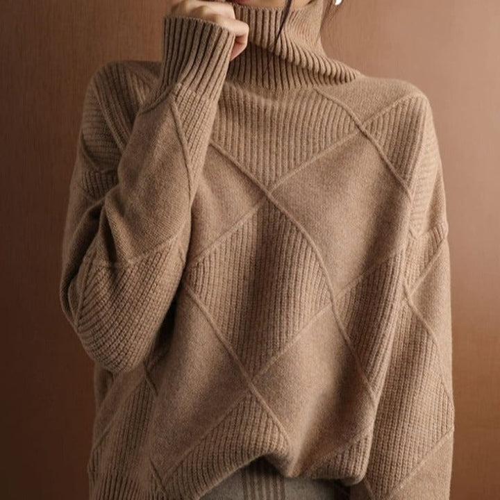 Drune | Hoher Kragen Weiches Strickmaterial Mit Geometrischem Muster Lockere Passform