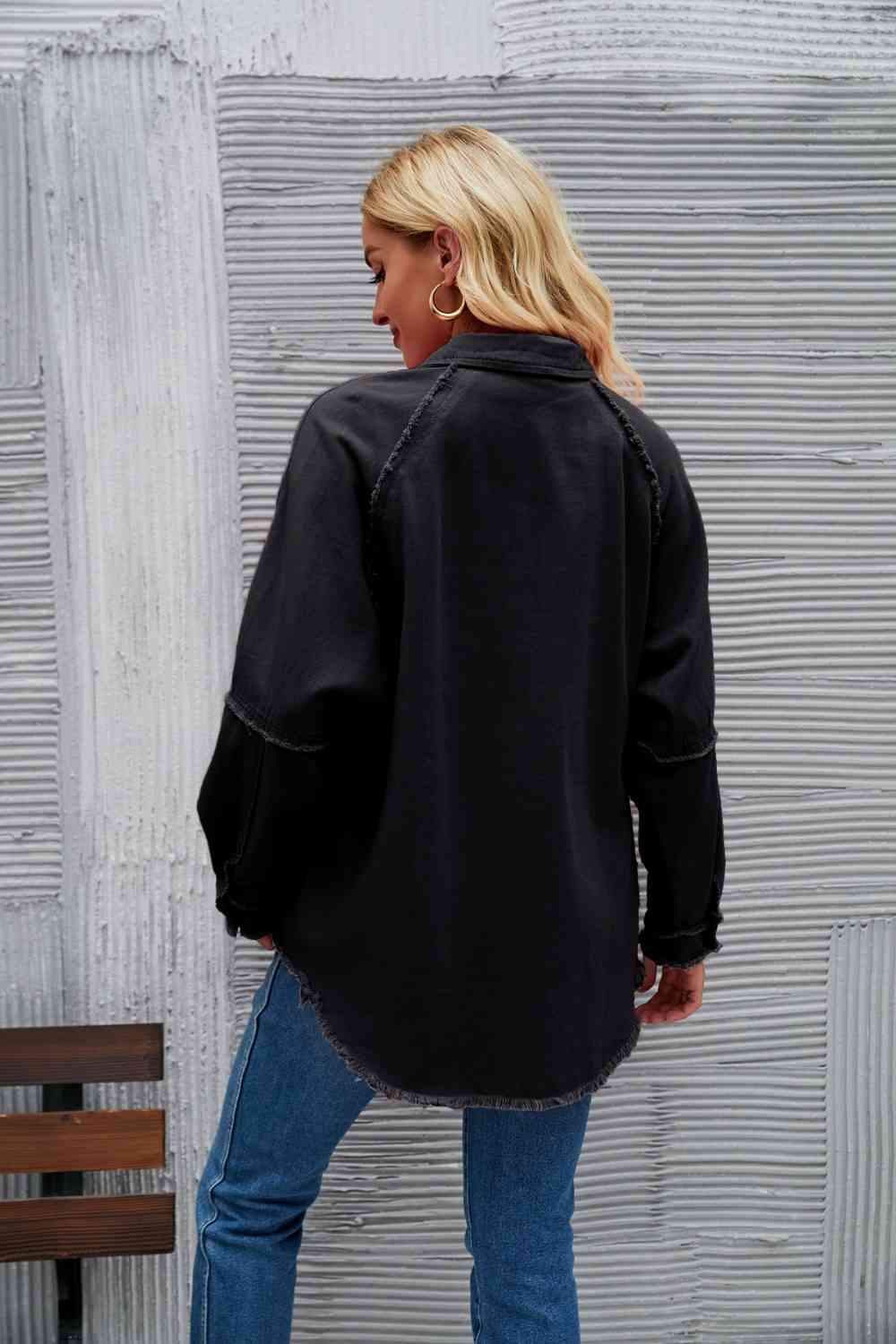 Drune | Raw Hem Kragen Denimjacke