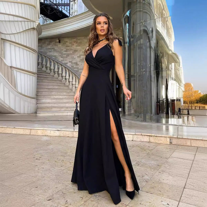 Drune | Abendkleid Langer Plissierter Einfarbiger