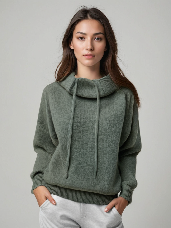 Drune | Strickpullover Hoher Kragen mit Schnüren Lässige Passform