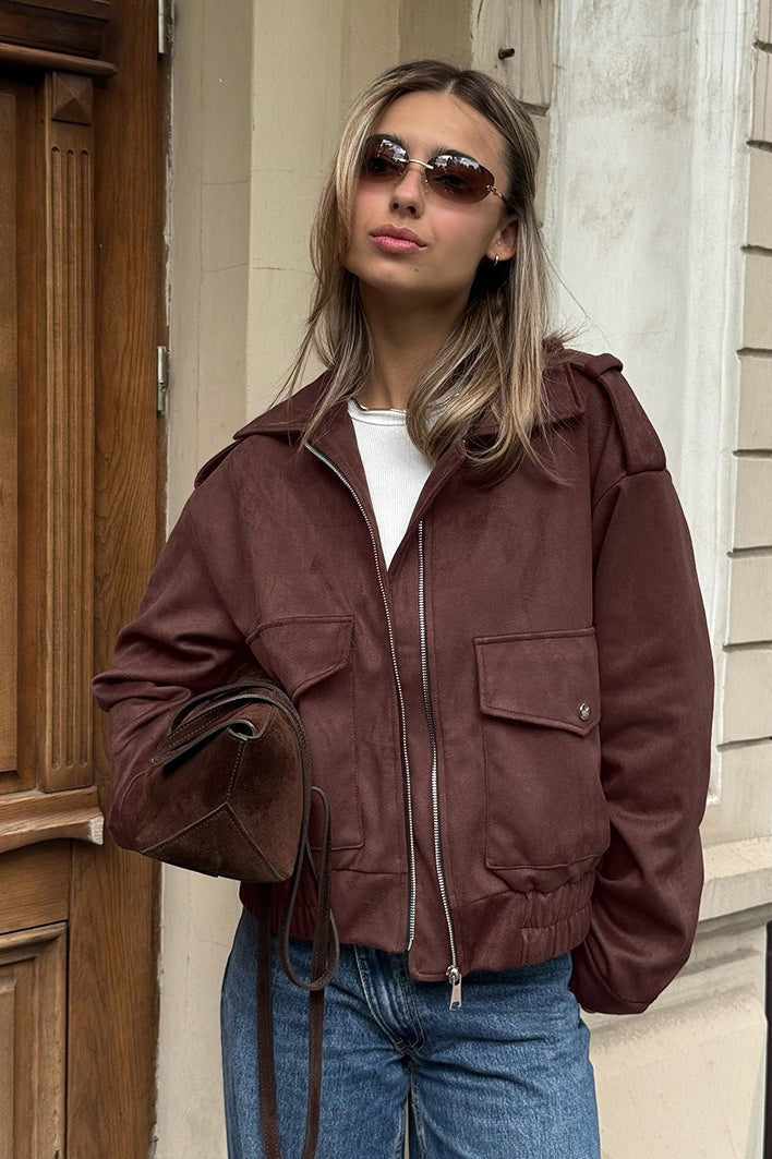 Drune | Passform Braun Wildlederjacke