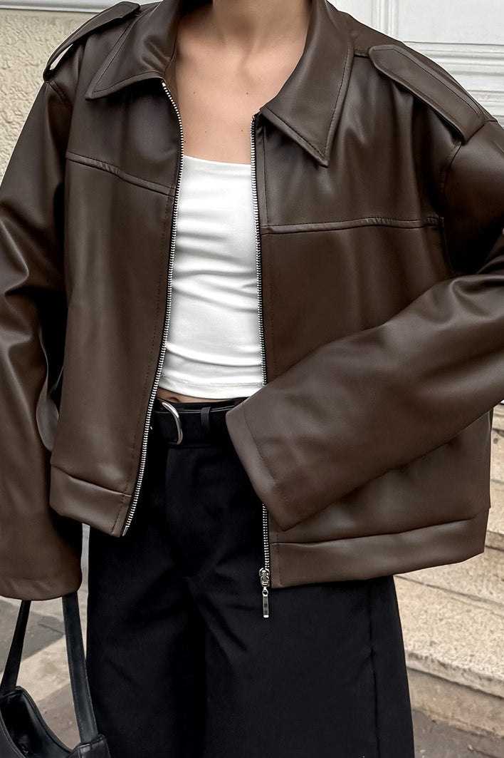 Drune | Braune Leder Motorradjacke