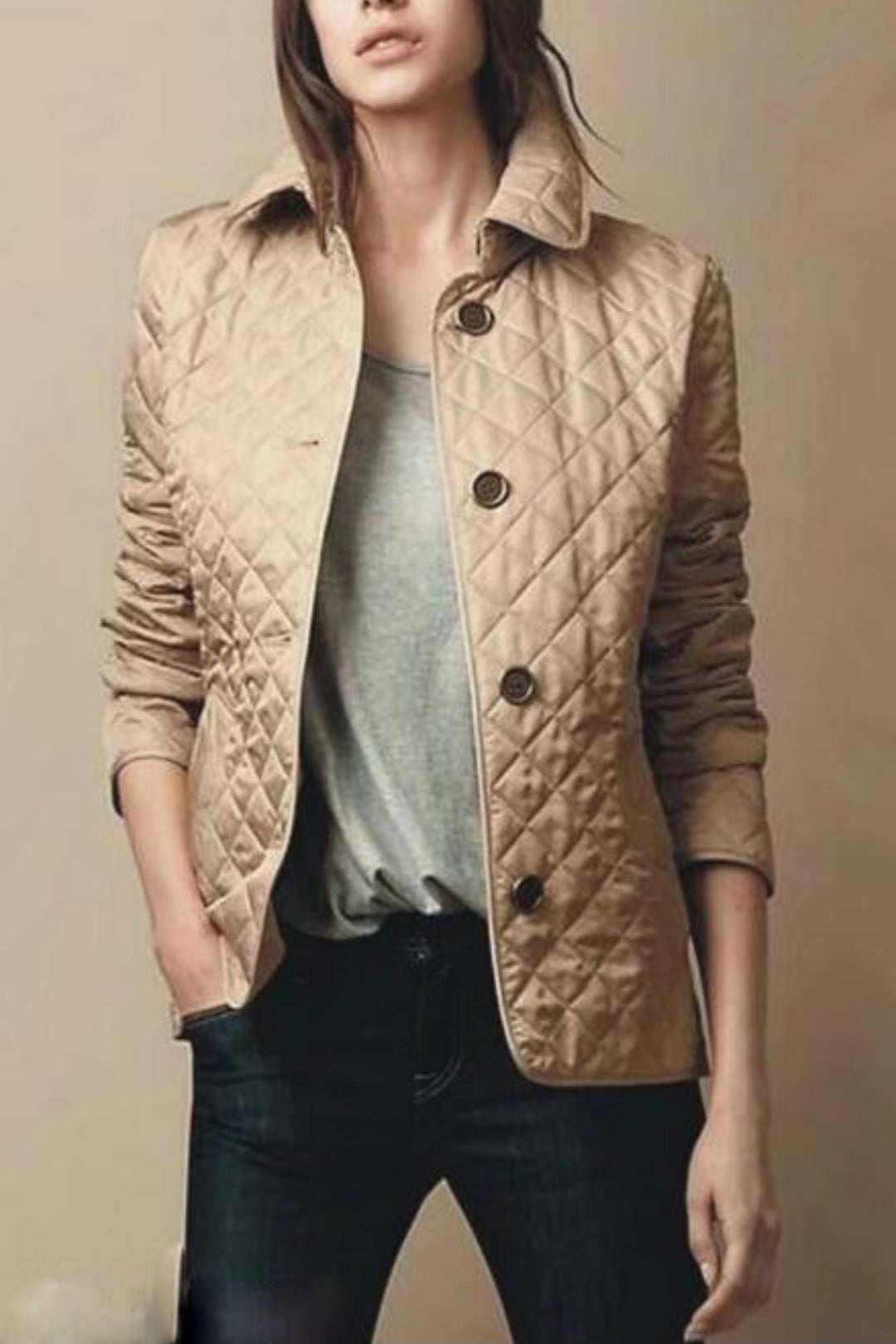 Drune | Lässige Gestepfte Jacke für Frauen Daunenknöpfe Herbst