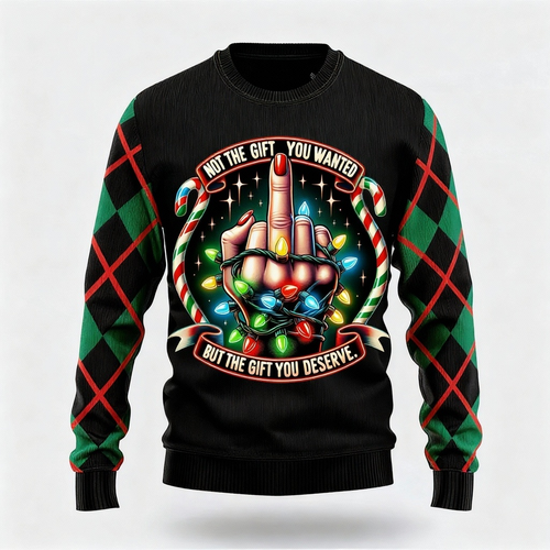 Drune | Lustiges Mustermotiv - Maximalistischer Weihnachtsdruck Hässlicher Pullover