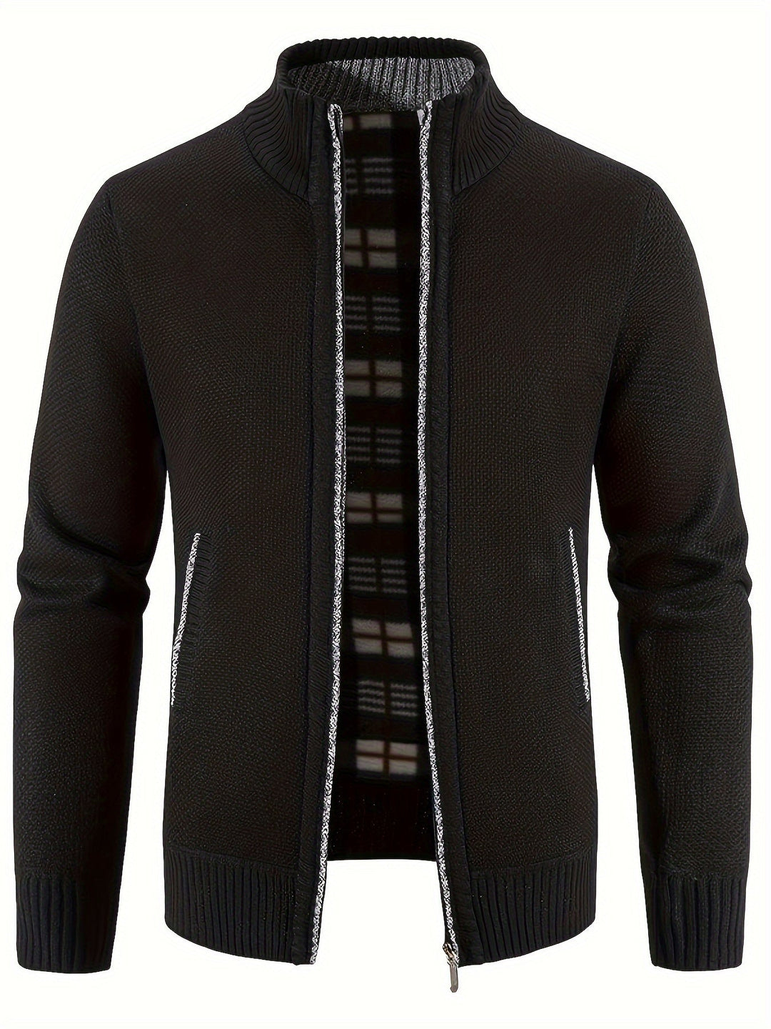Drune | Zip Up Stehkragen Strickjacke