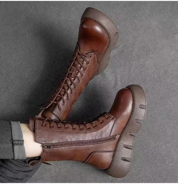 Drune | Winterstiefel mit Reißverschluss - Rutschfeste Sohle - Warm Gefüttert - Echtleder-Optik