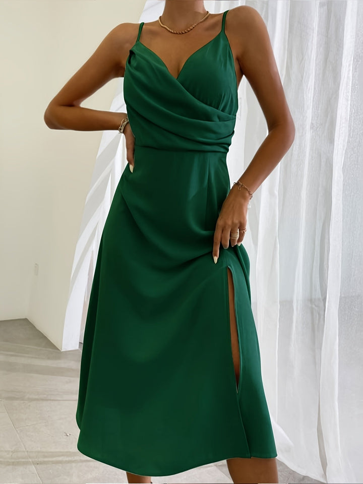 Drune | V-Ausschnitt Midikleid Mit Druck Und Schlitz