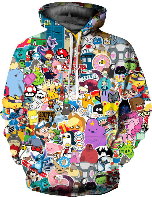 Damen bunte Kapuzenpullover mit einzigartigen Cartoon-Motiven Drune