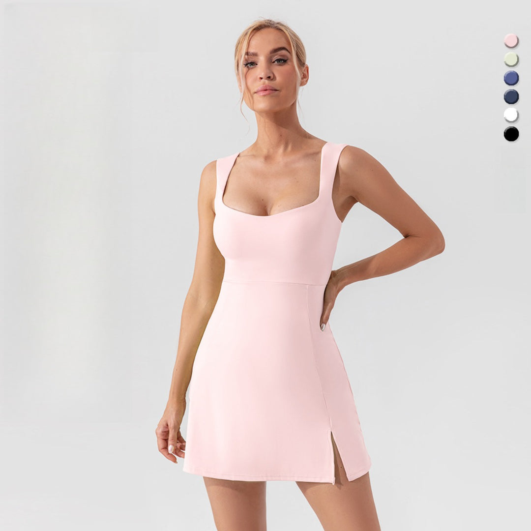 Drune | Hosenträger einfarbig Yoga Tennisrock leichtes Sportkleid
