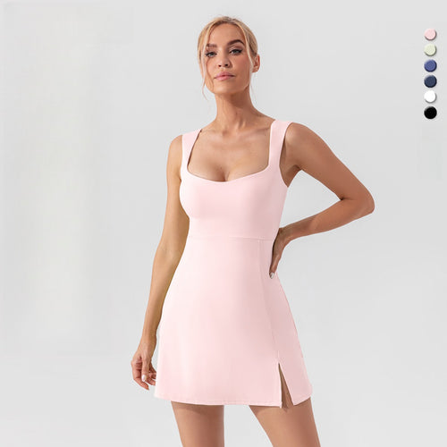 Drune | Hosenträger einfarbig Yoga Tennisrock leichtes Sportkleid