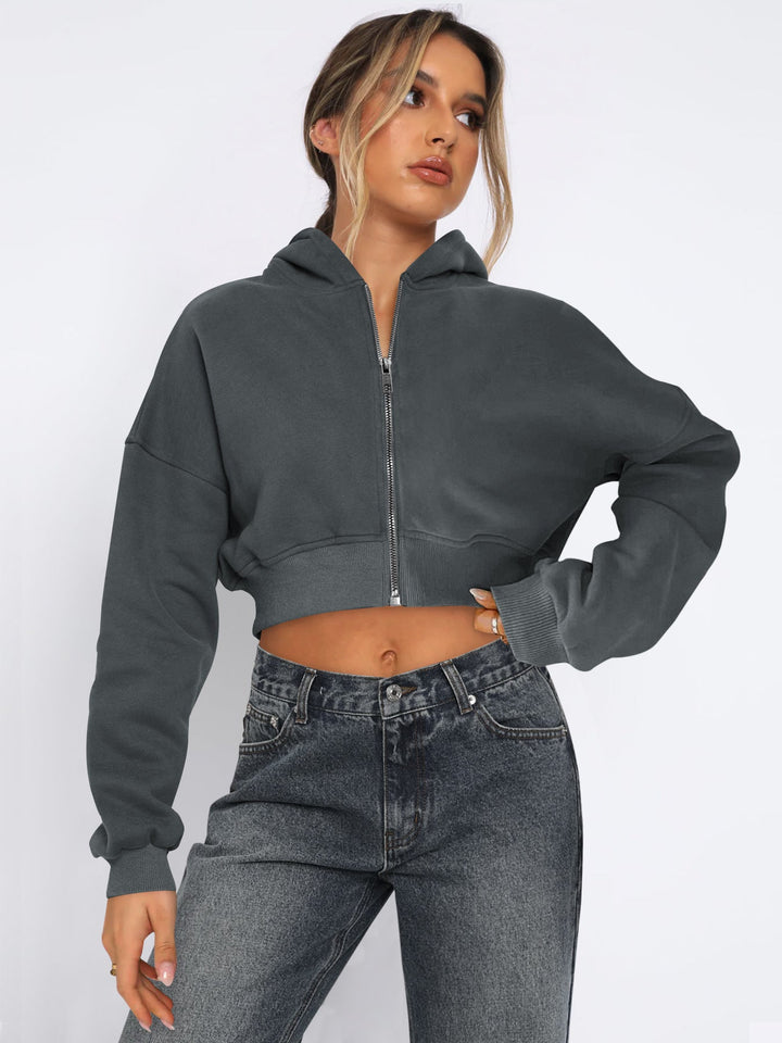 Drune | Kurzer Fleece-Hoodie mit Reißverschluss