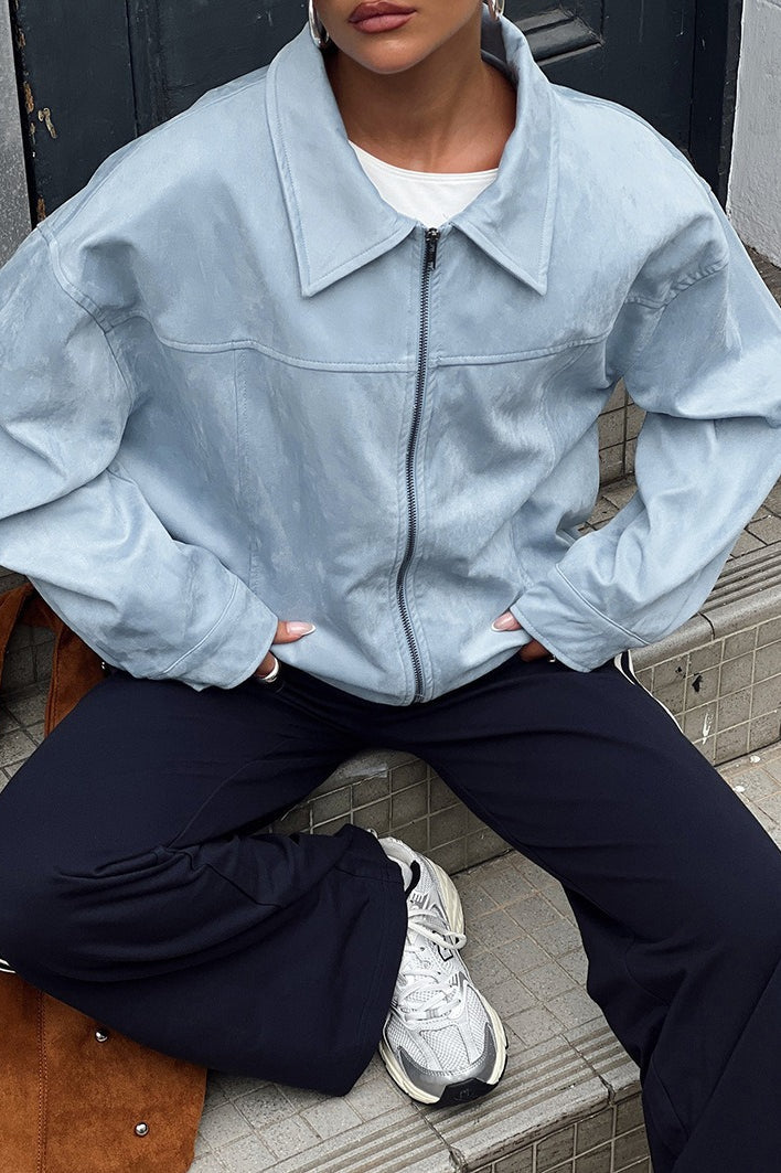 Drune | Blaue Wildlederjacke
