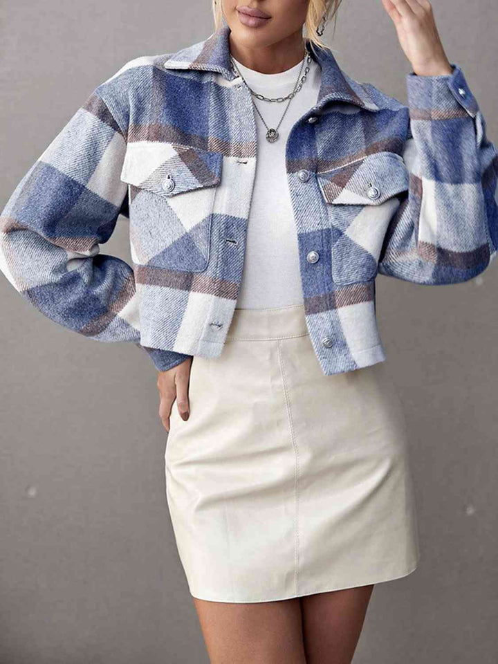 Drune | Karierte Kragenknopf Jacke