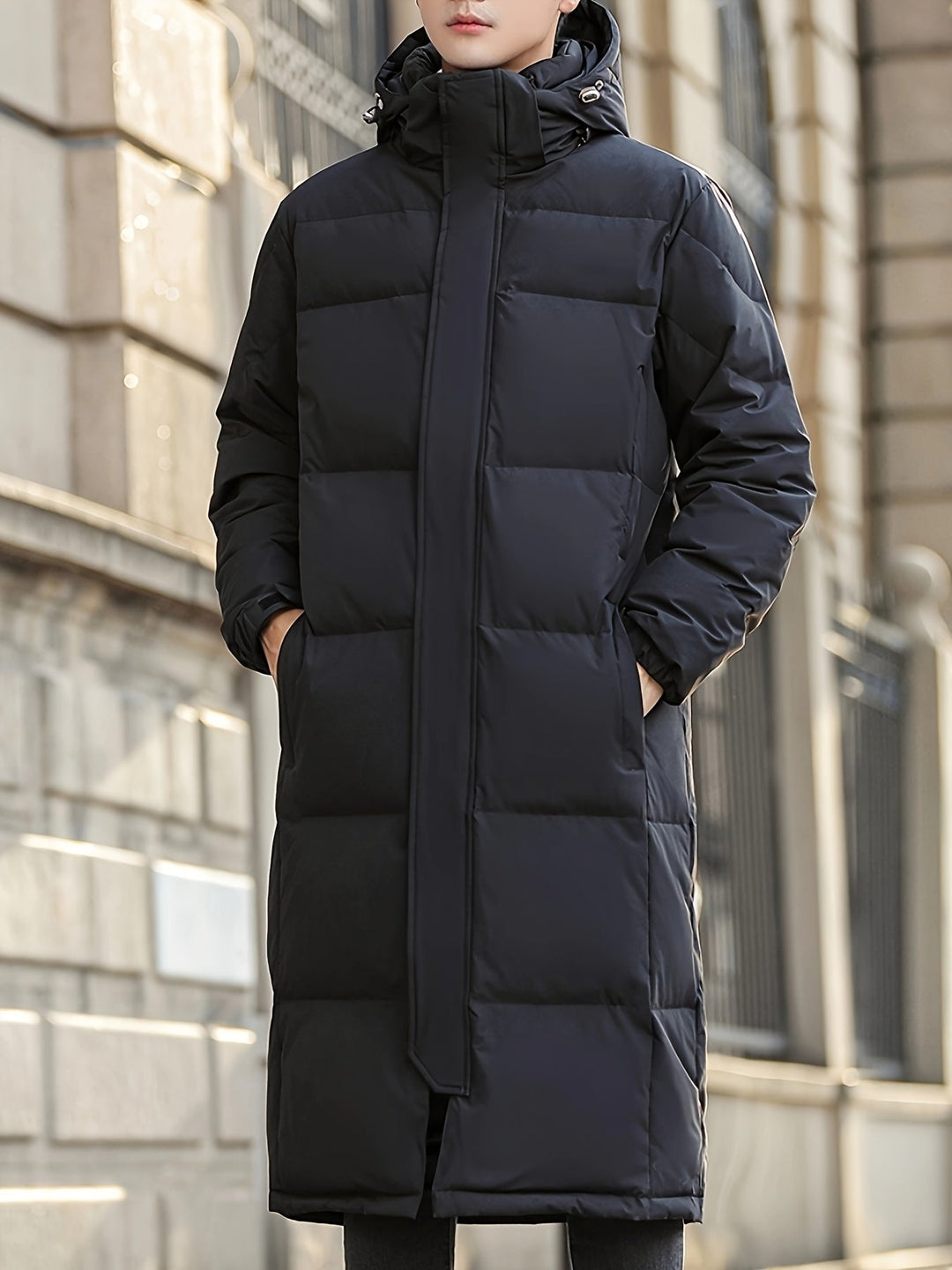 Drune | Lange Pufferjacke mit Kapuze Polyester Isolierend und Stilvoll