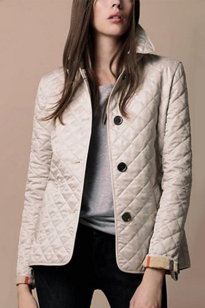 Drune | Lässige Gestepfte Jacke für Frauen Daunenknöpfe Herbst