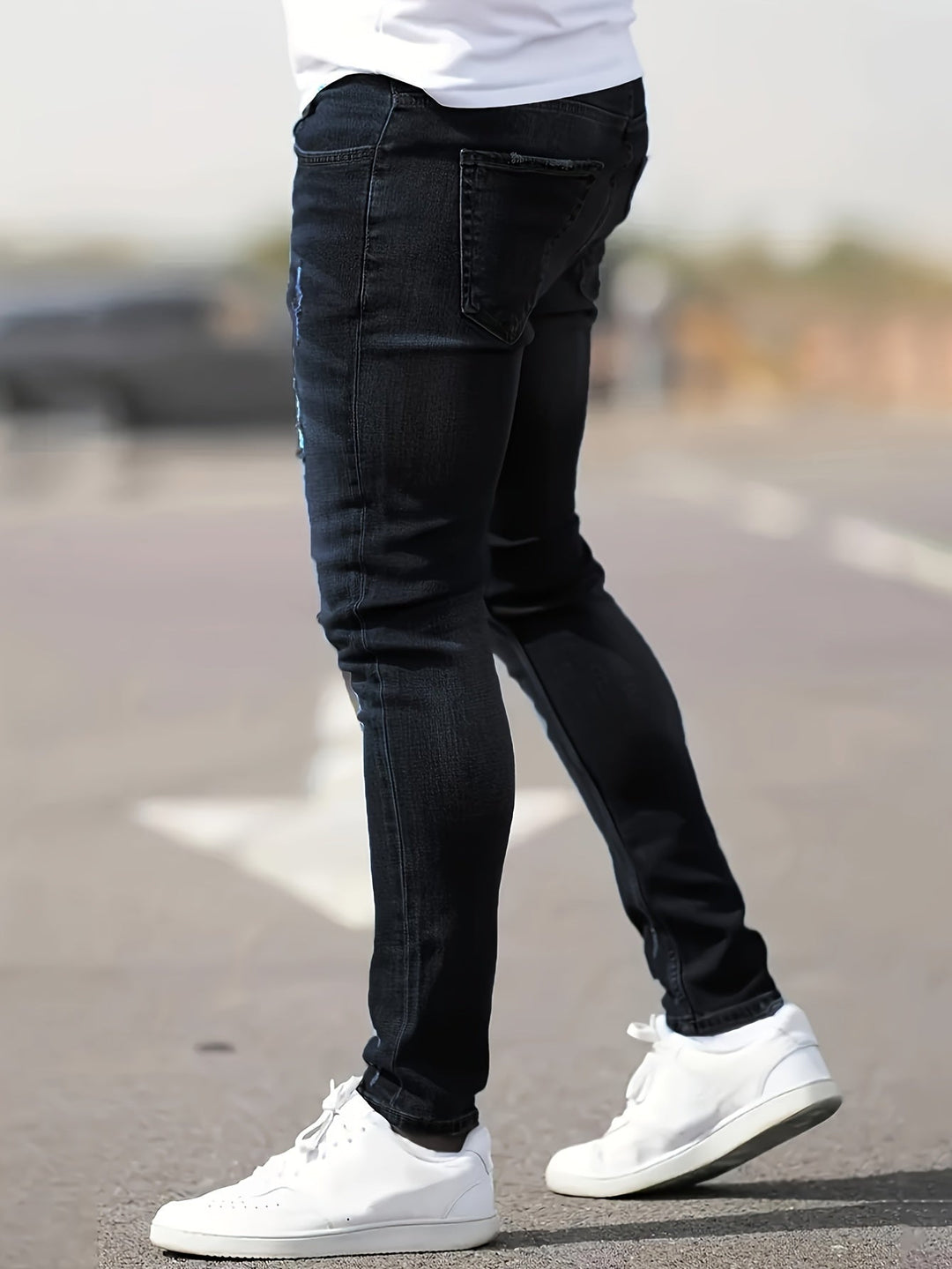 Drune | Skinny Fit Jeans mit Rissen - Stretch Denim Hose für Alltag & Streetwear Style