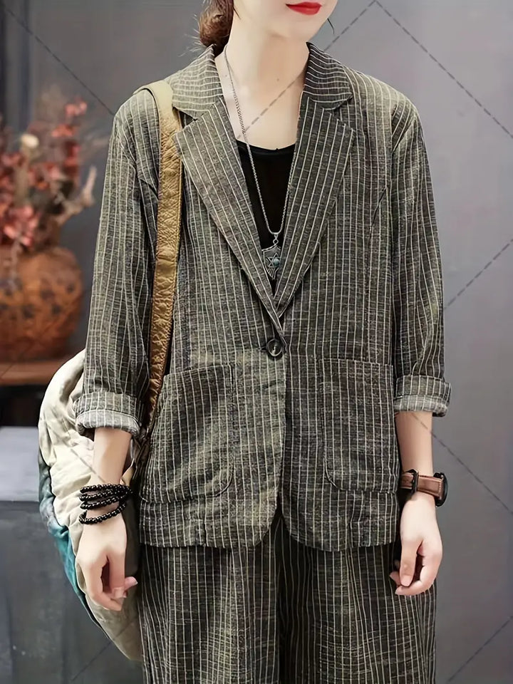 Drune | Blazer mit gestreiftem Revers und Hose mit weitem Bein