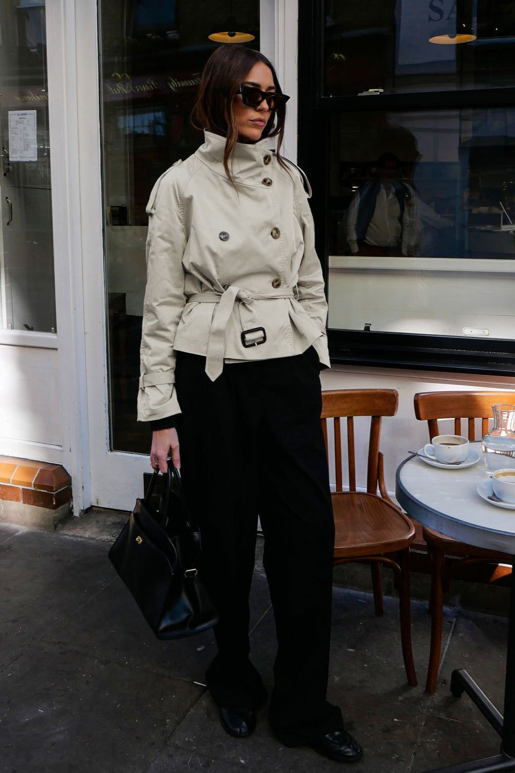 Drune | Kragen-Gürtel-Kurze Jacke