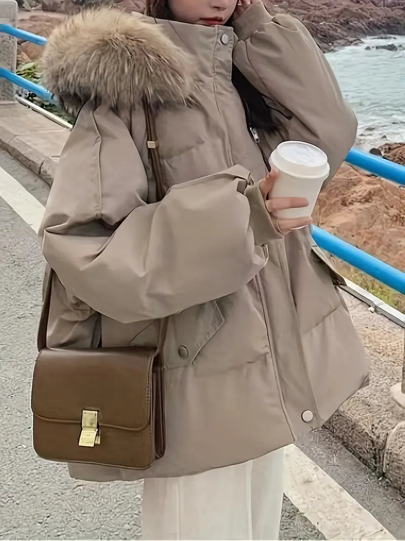 Drune | Winter oversized Mantel für Frauen mit Pelzkragen