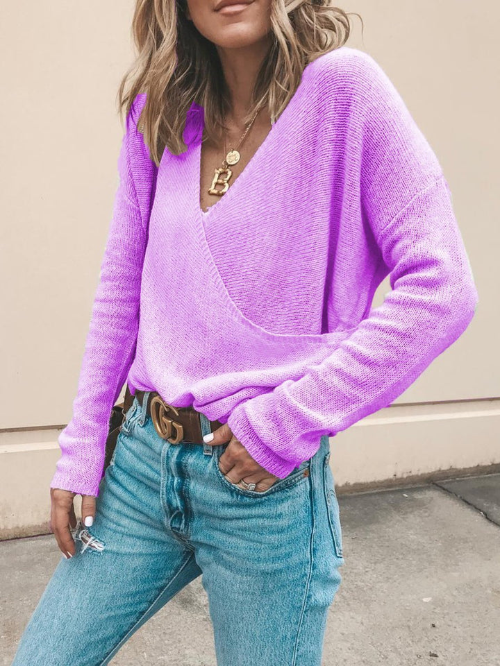 Drune | Lässiger Strickpullover mit V-ausschnitt Weich und Leicht Casual Eleganz