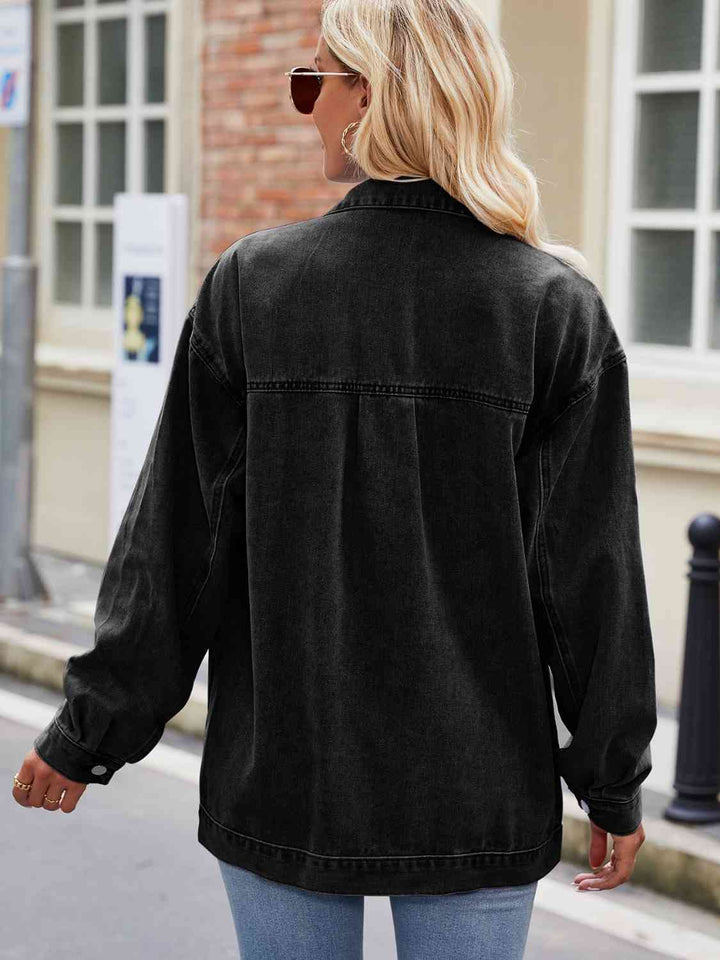 Drune | Knopf-Down Denimjacke mit Taschen